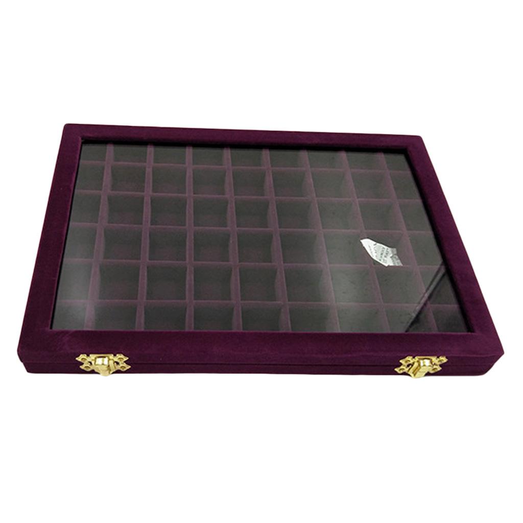 Velvet Stackable Jewelry Display Tray Case for Jewellery Earrings Purple