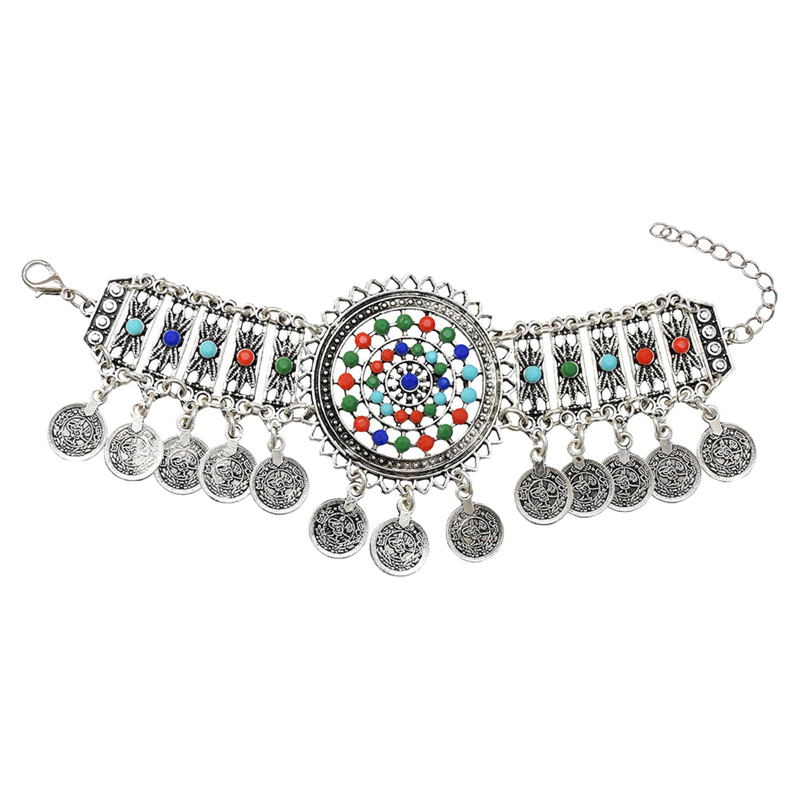 Retro Coins Tassels Bracelet Bangle Sandals Chain Belly Dance Anklet Silver