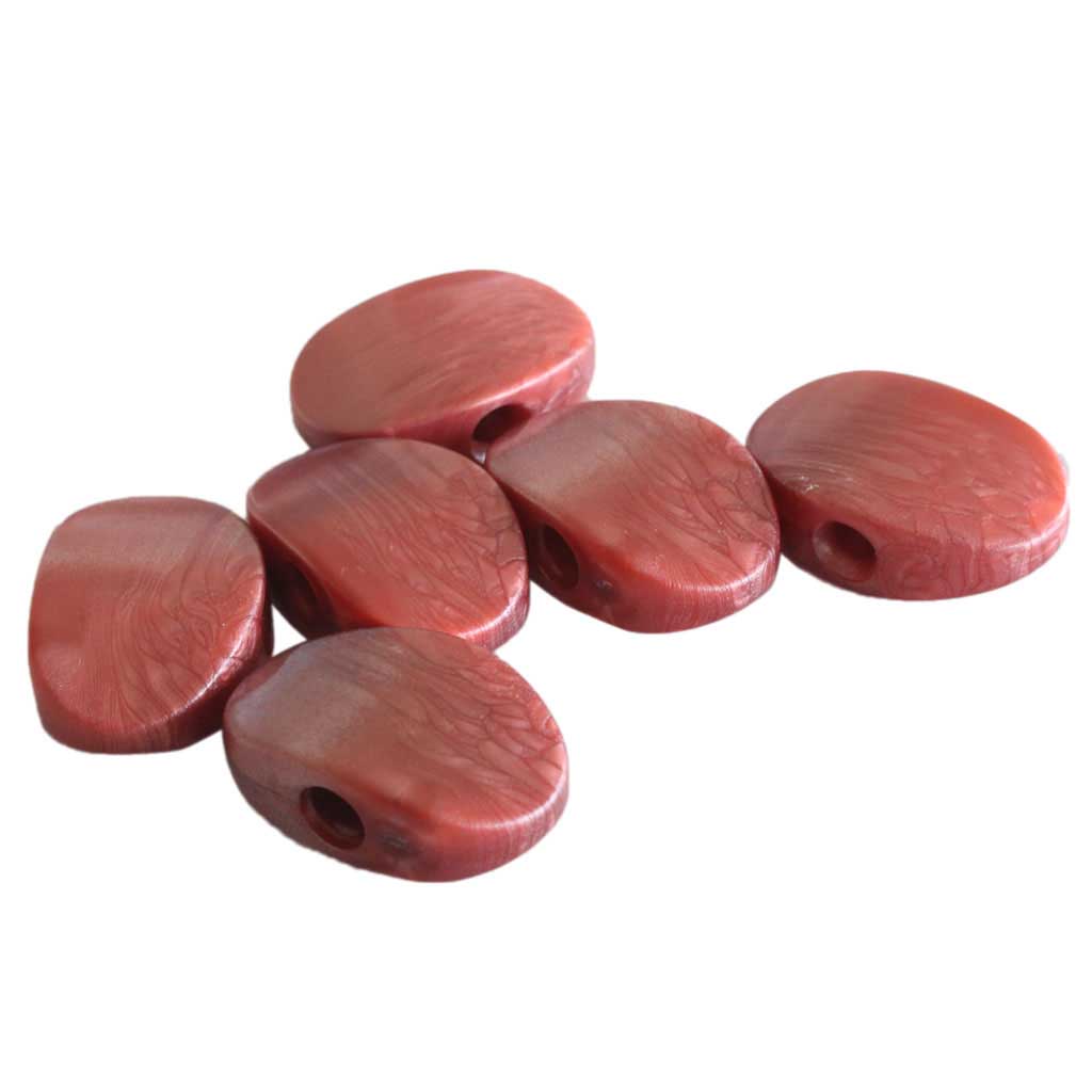 6pcs Oval Plastic Guitar Tuner Machine Head Pearloid Buttons Red