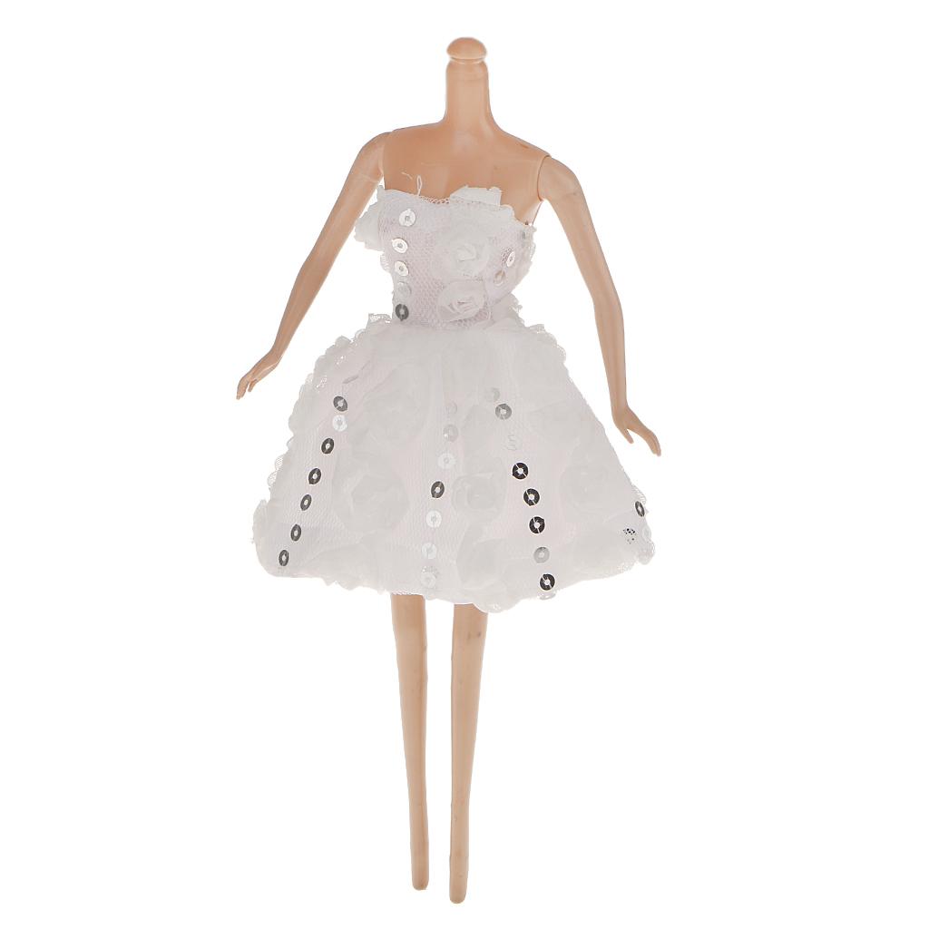 White Sequins Party Gown Dress for 29cm Dolls