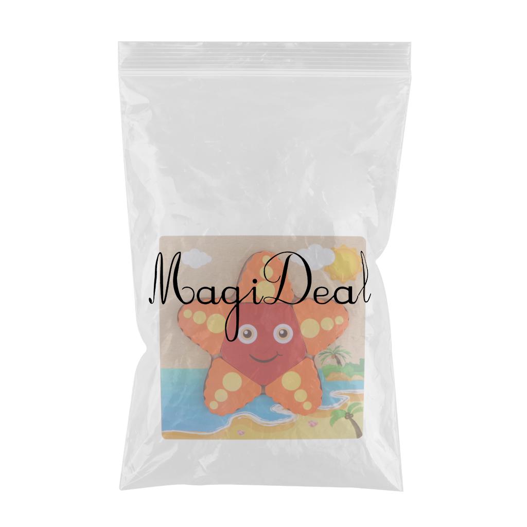 Montessori Wooden 3D Animals Jigsaw Puzzle Board Kids Toys Gift Star