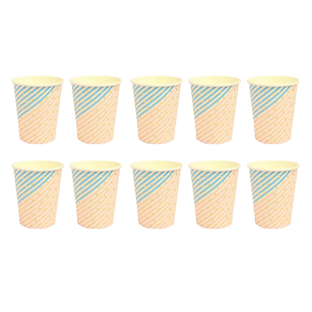 Pieces of 10 Stripe Triangle Birthday Party Baby Shower Serveware Paper Beverage Cups