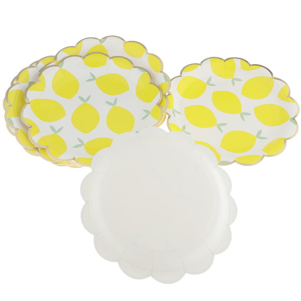 8pcs Lemon Paper Plates Birthday Party Baby Shower Tableware DIY  7 inch