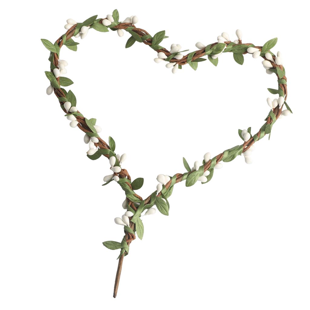 Handmade DIY Heart Flower Leaf Wreath Garland Forehead Hair Band  Green