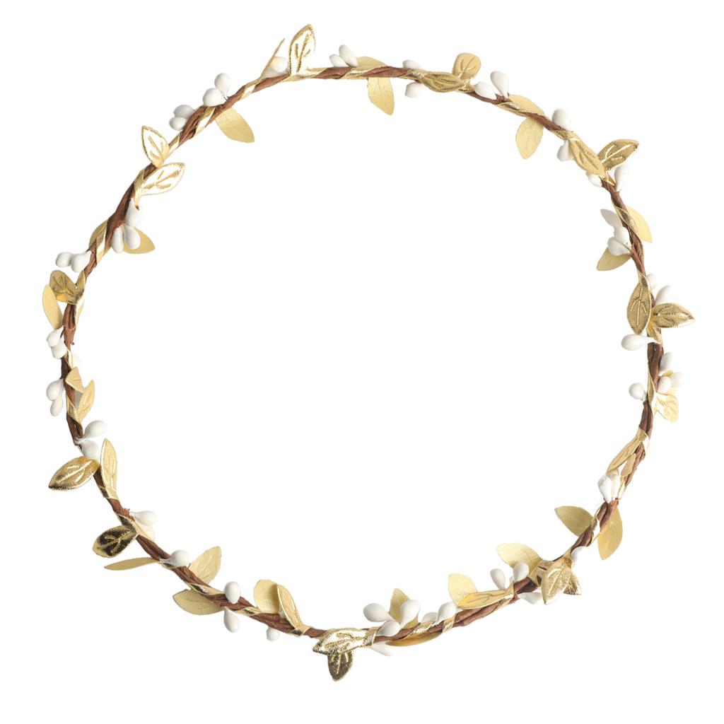 Bohemian Flower Leaves Garland Forehead Hair Band Beach Wreath  Gold