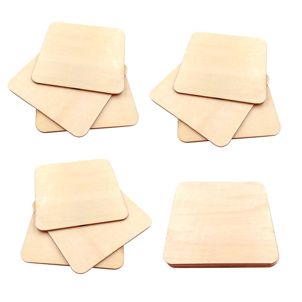 30x Wooden Square Coasters Plain Wood Craft Blank Plaque Crafts 9x9cm 