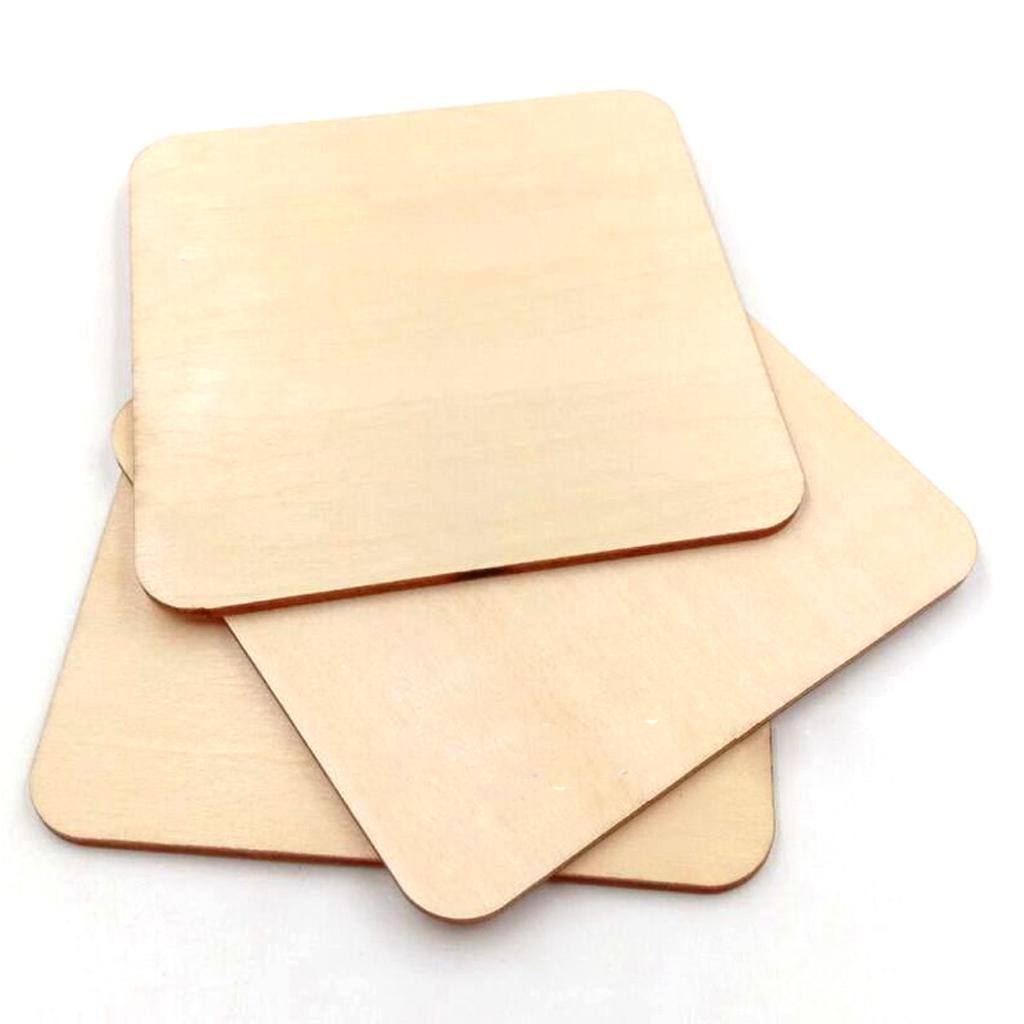 30x Wooden Square Coasters Plain Wood Craft Blank Plaque Crafts 9x9cm 