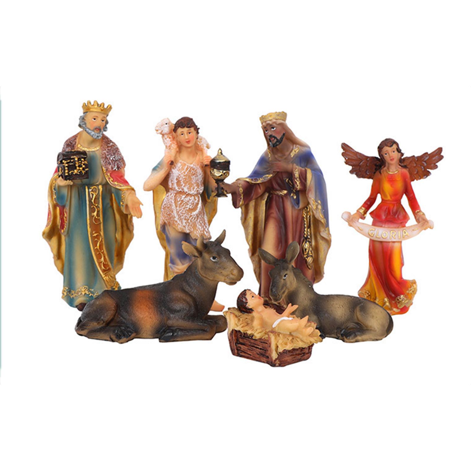 11x Nativity Scene Set Sculptures Ornament for Living Room Christmas Desktop