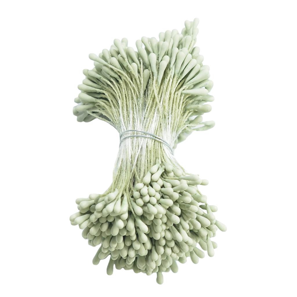 1 Bundle Artificial Matte Double Heads Flower Stamen Pistil  light green