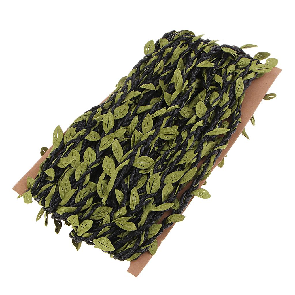 10m Artificial Burlap Garland Plant with Leaves Jute Fabric String Black
