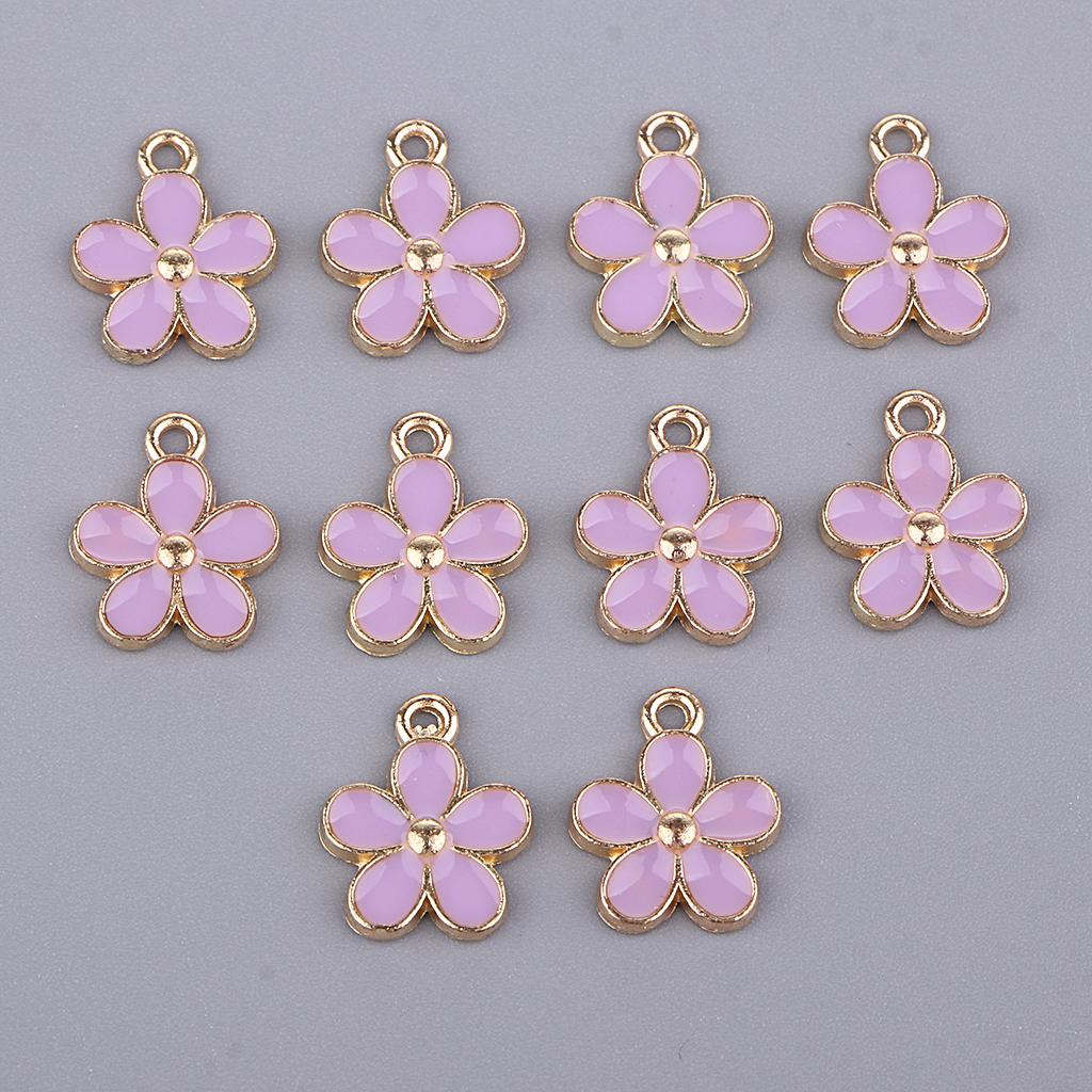 10x Enamel Charms Pendant Gold Flower Jewelry Making Bulk Wholesale