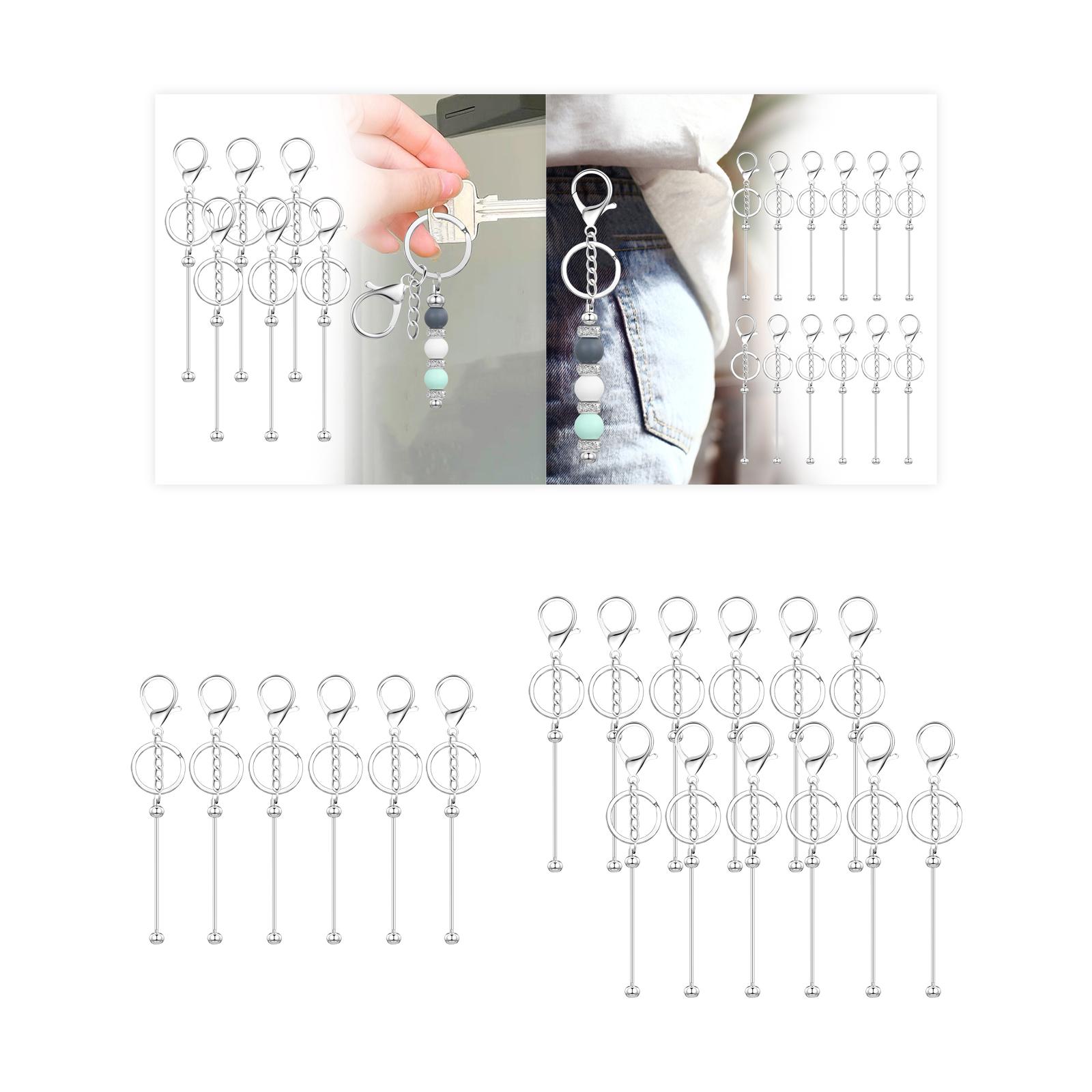 Beadable Keychain Bars School DIY Craft Projects Jewelry Making Gift Stylish 6pcs