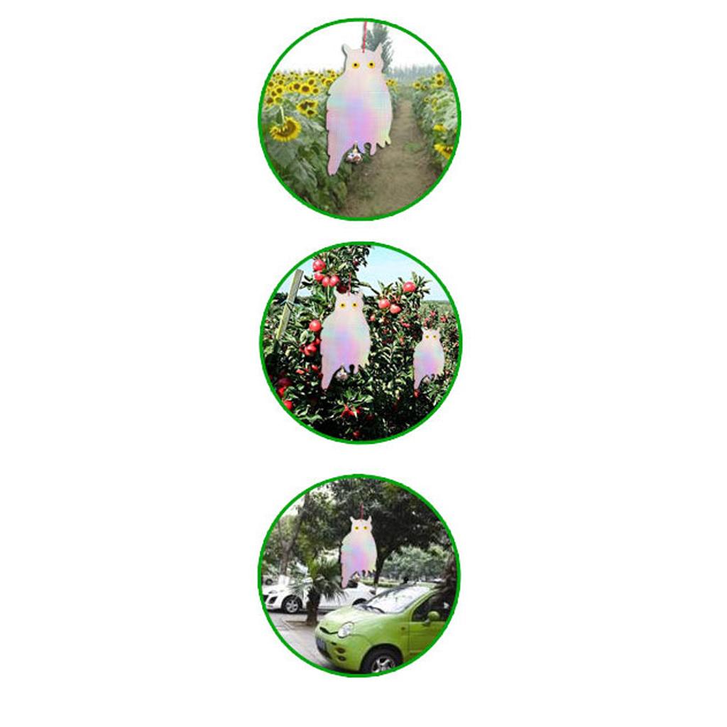 4x Reflective Owl Decoy & Bird Repellent Scarecrow Bird Deterrent with Bells
