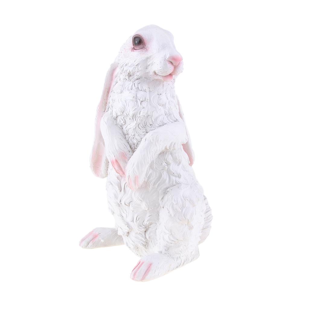 Lovely Easter Bunny Statues Resin Rabbit Ornaments for Home Desk Garden