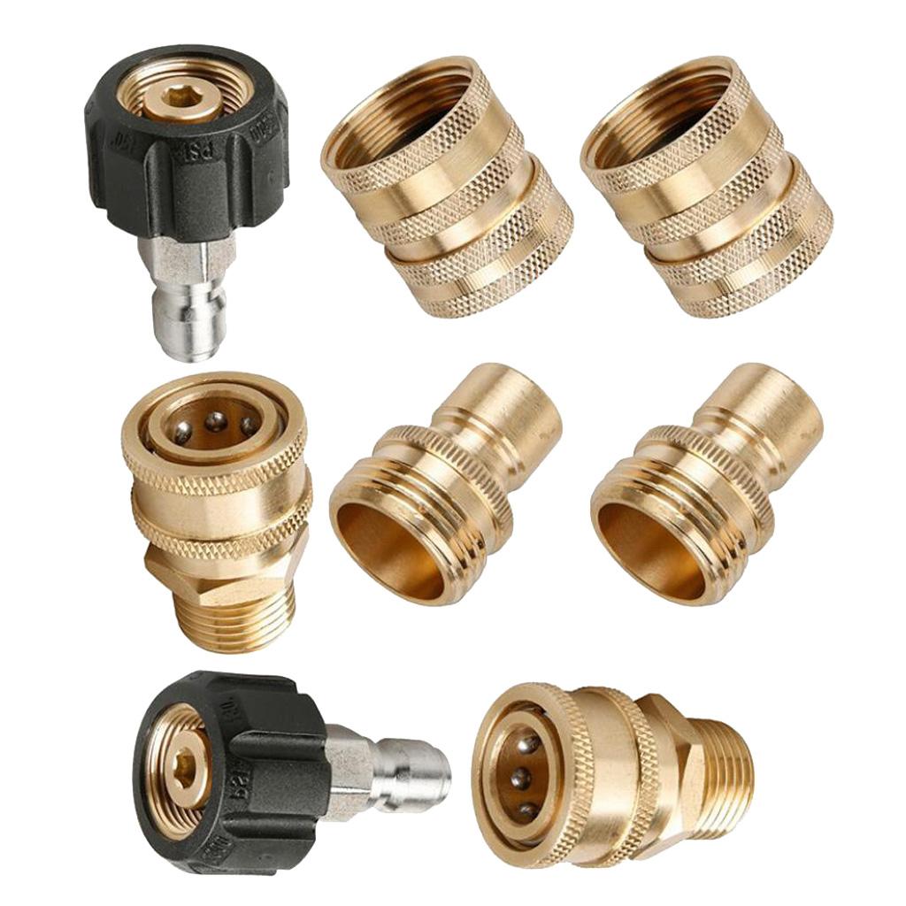 8pcs Pressure Washer Adapter Set, Quick Connect Kit, M22 to 3/8'' Quick Connect, 3/4" to Quick Release