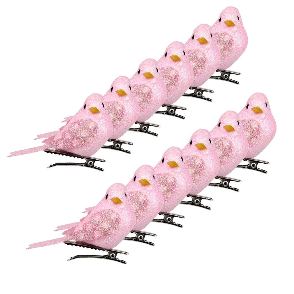 12pcs mini uccelli decorativi della schiuma bling per loro del giardino dei