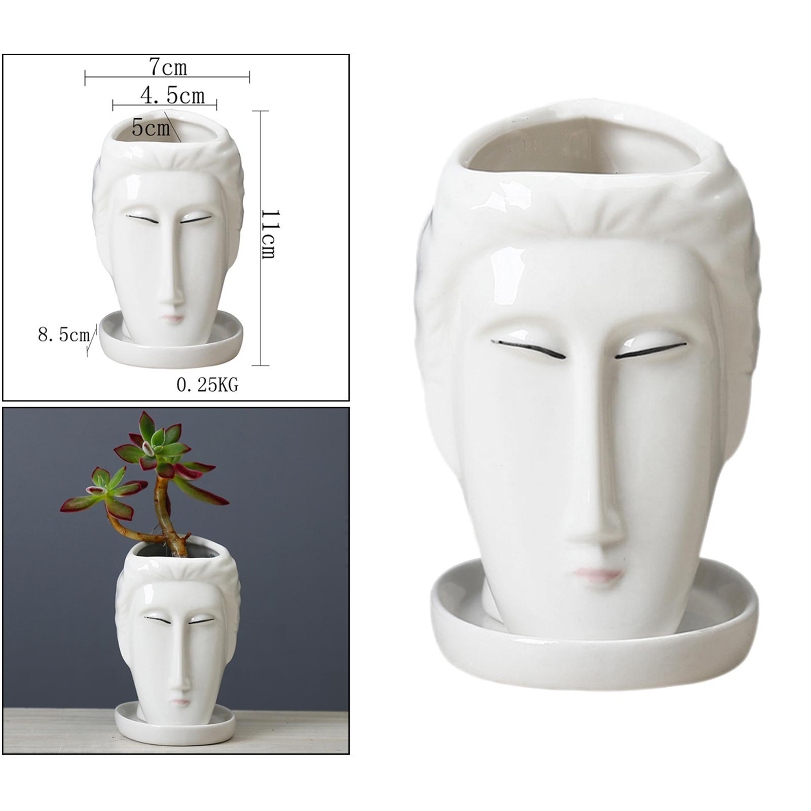Face Head Statue Planter Garden Plant Pot Flowerpot Figure Ornament Boy