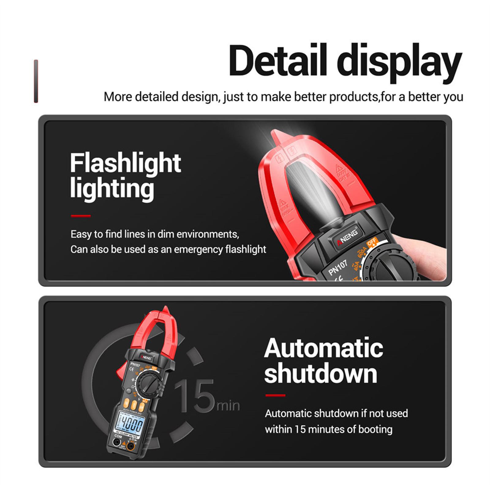 Digital Clamp Meter 4000 Count Multifunctional Tester for Vehicles Batteries red