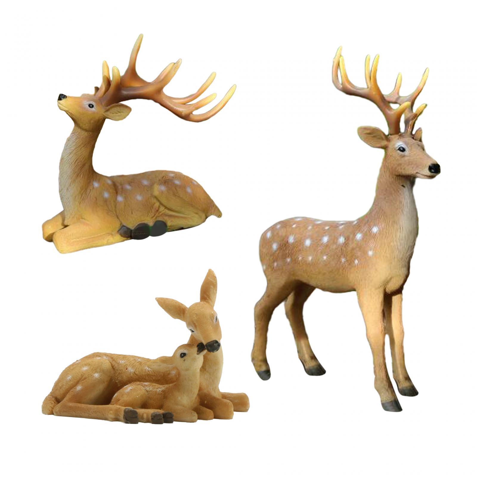 Deer Sculpture Resin Sika Deer Statue Ornament for Landscape Lightweight
