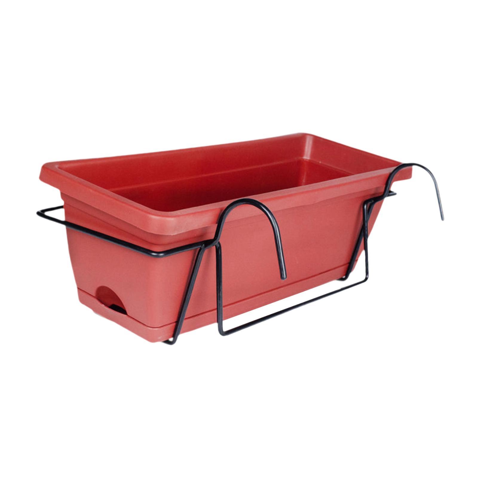 Balcony Planter with Tray and Rack Multipurpose Lightweight Plant Pot Holder Red