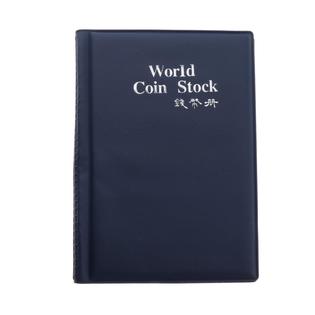 120 Grids Coins Souvenir Coins Currency Collector PU Album Book  Dark Blue