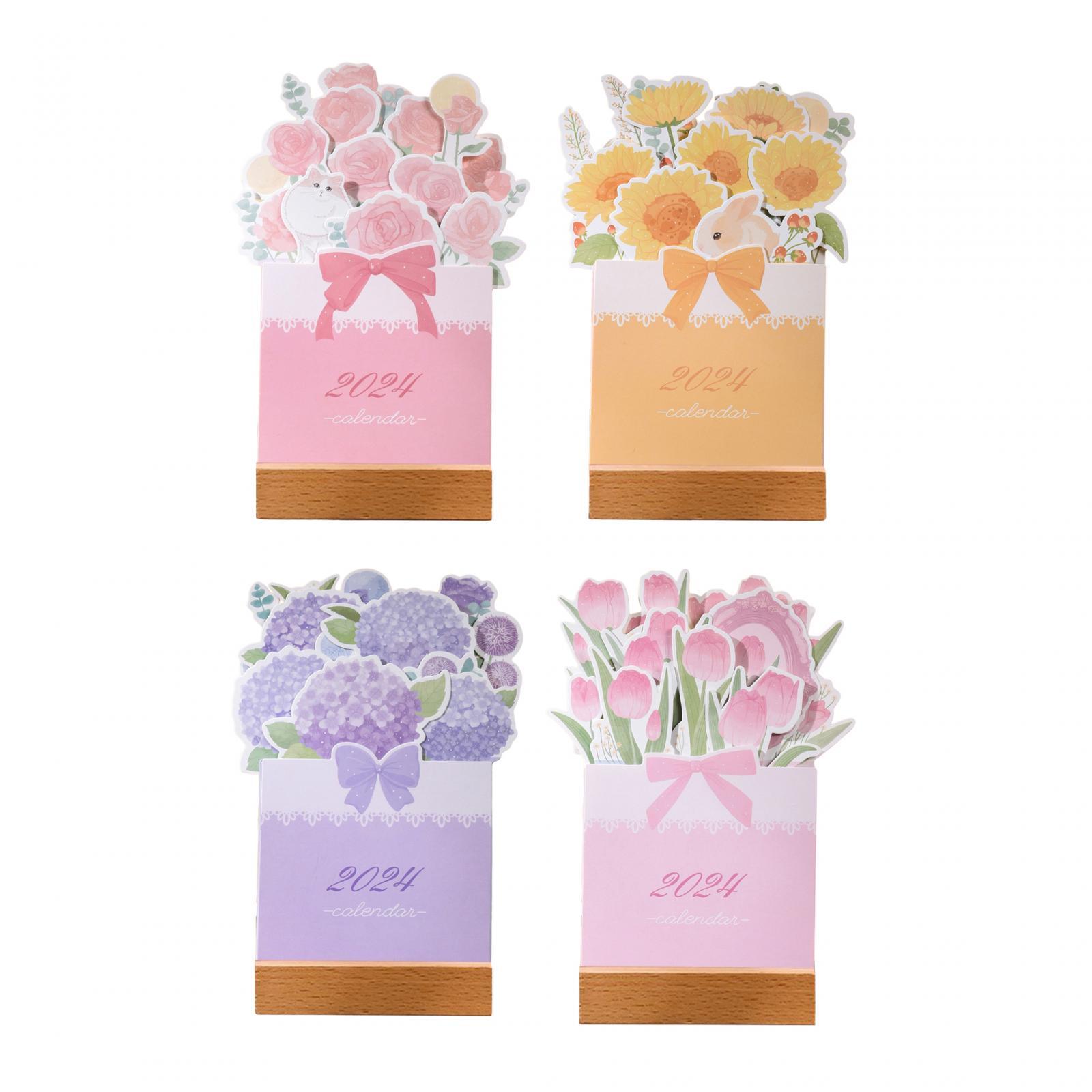 2024 Desk Calendar Monthly Desktop Calendar for Office Living Room Rose