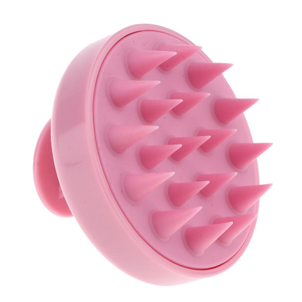 Silicone Shower Shampoo Body Wash Dandruff Brush Hair Scalp Massager Light pink