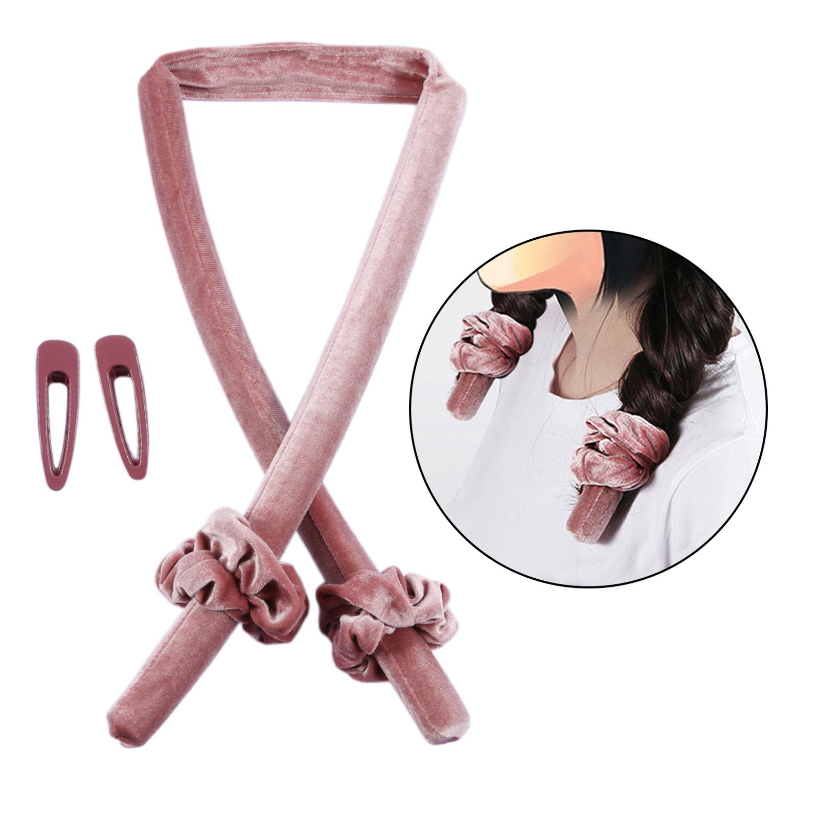 Women Girl Hair Curlers Heatless Curling Rod Headband Wave Form Pink