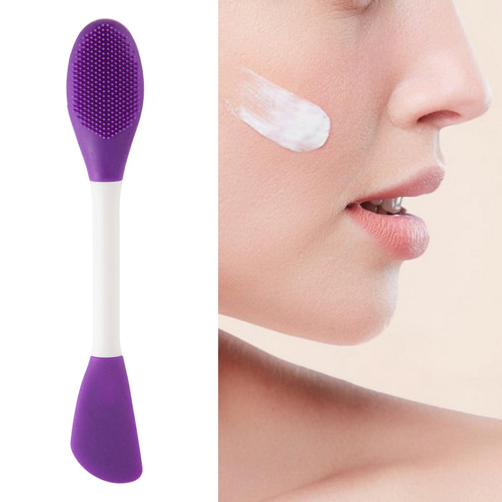 Silicone Mask Brush Double-Headed Beauty Tool purple with brush