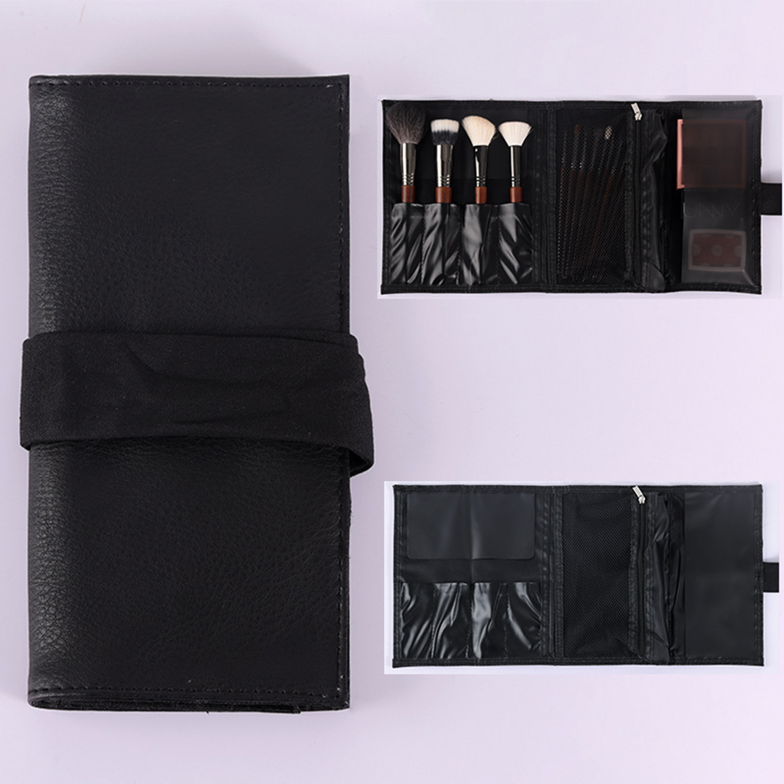 Makeup Brush Bag Foldable Professional Pouch Case for Dating Artists brown