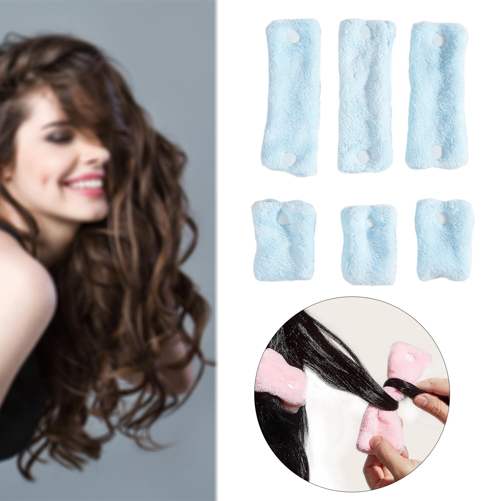 6Pcs/Set Hair Curlers Rollers Heatless Curling Sleep Styling Tools Blue