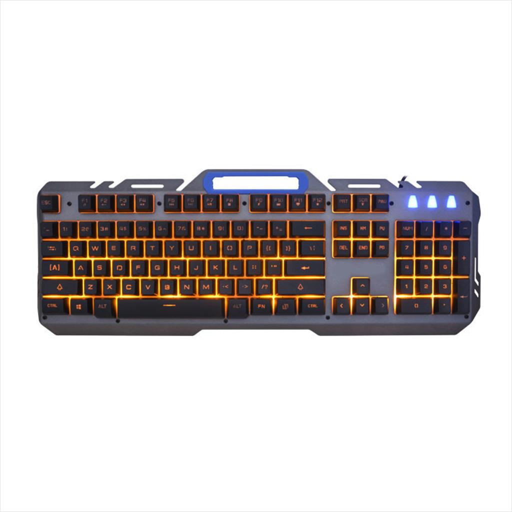 USB Wired LED RGB Backlit Metal Panel Waterproof Gaming Keyboard Black