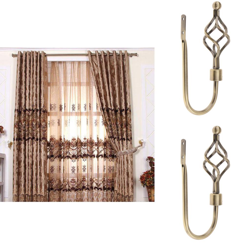 2x Heavy Duty Metal Window Curtain Hooks Drape Holdback Tieback Wall