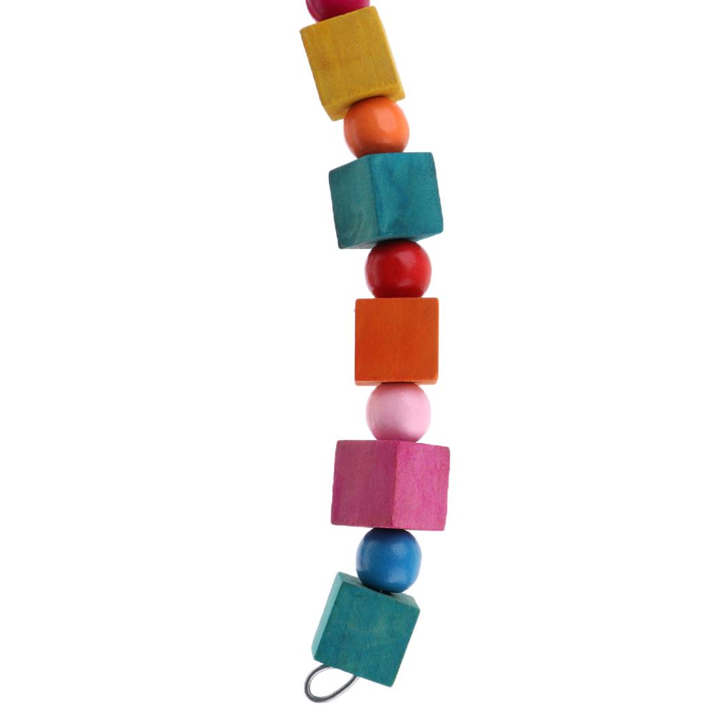 Natural Wooden Parrot Cage Hanging Chewing Bite Bird Teeth Care Treats Toy  