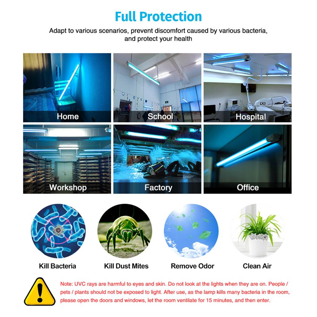8W 220V UV Sterilization Lights Ultraviolet Lamp For Home Bedroom EU Plug