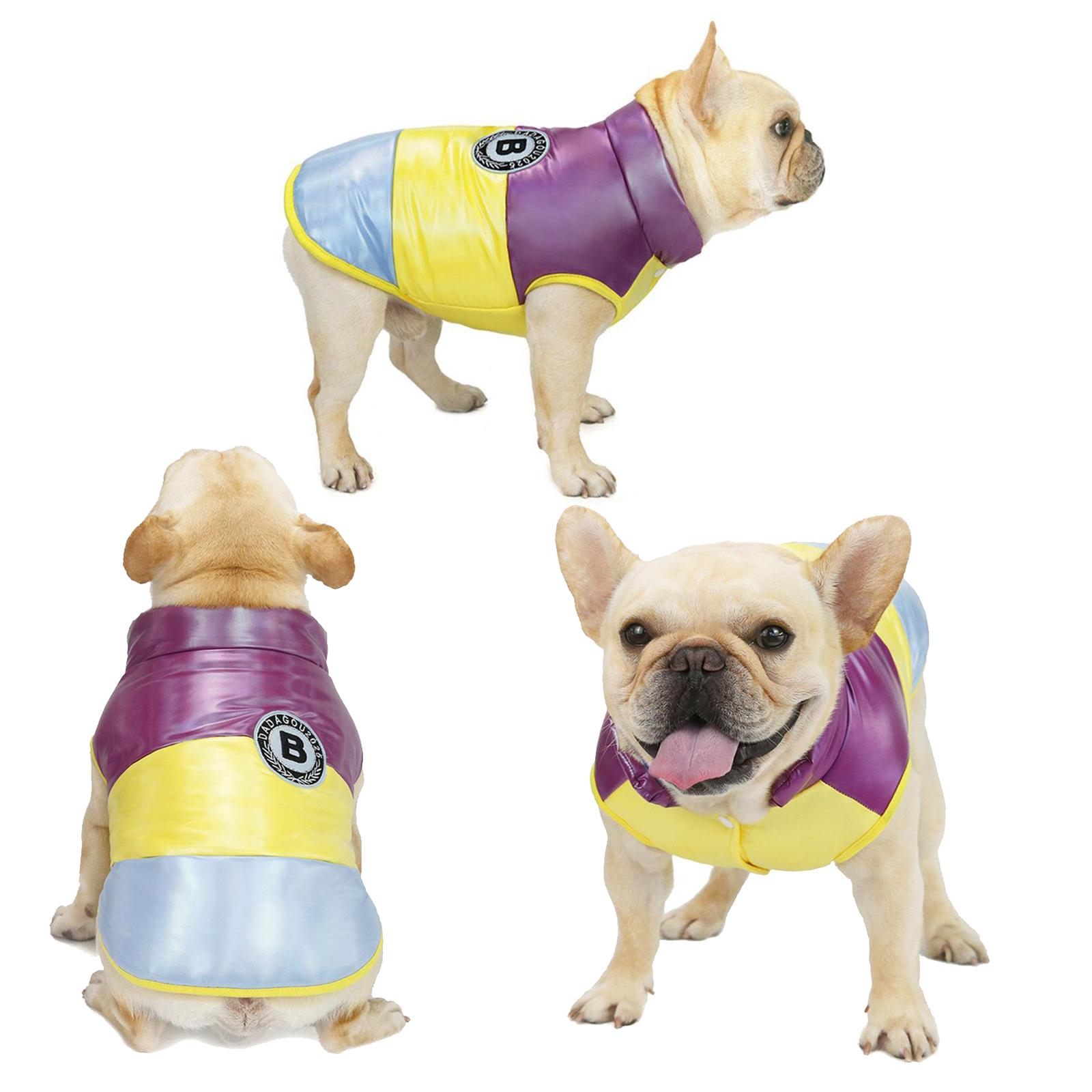 Pet Bulldog Dog Puppy Winter Warm Vest Coat Jacket Clothes Cozy Cold Weather Yellow_L