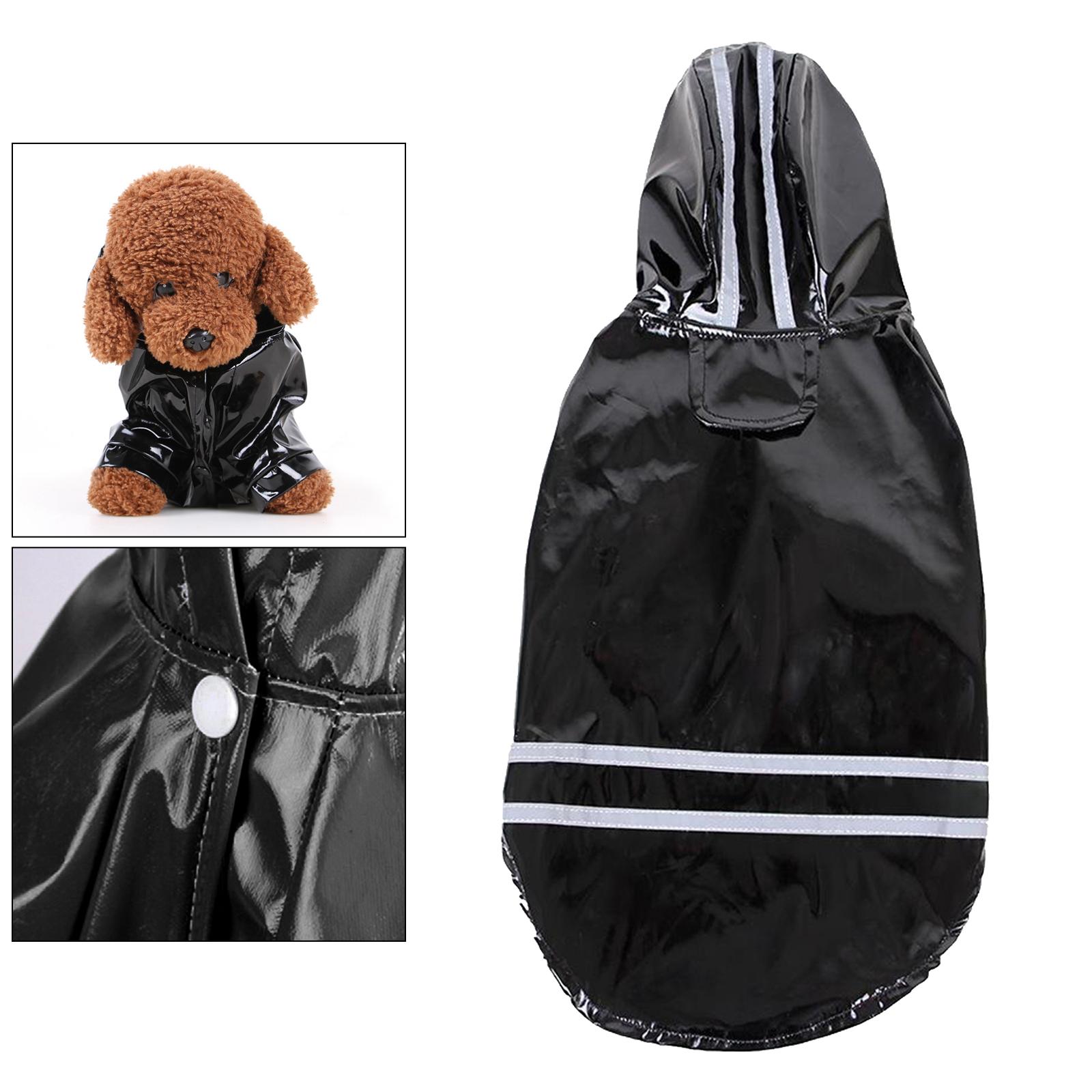 Dog Raincoat with Hood Doggie Reflective Jacket Waterproof S- XL black L