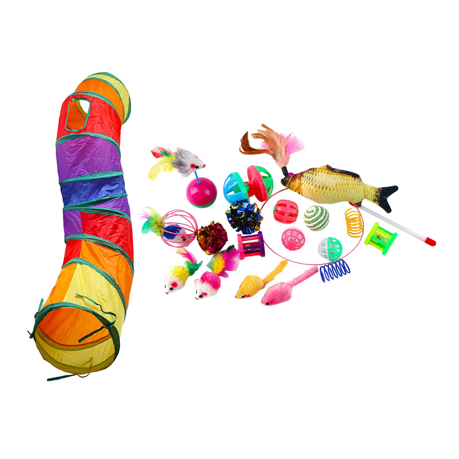 20Pcs Durable Cat Tunnel Toy Set Crawl through Training Trainer Mice Mouse