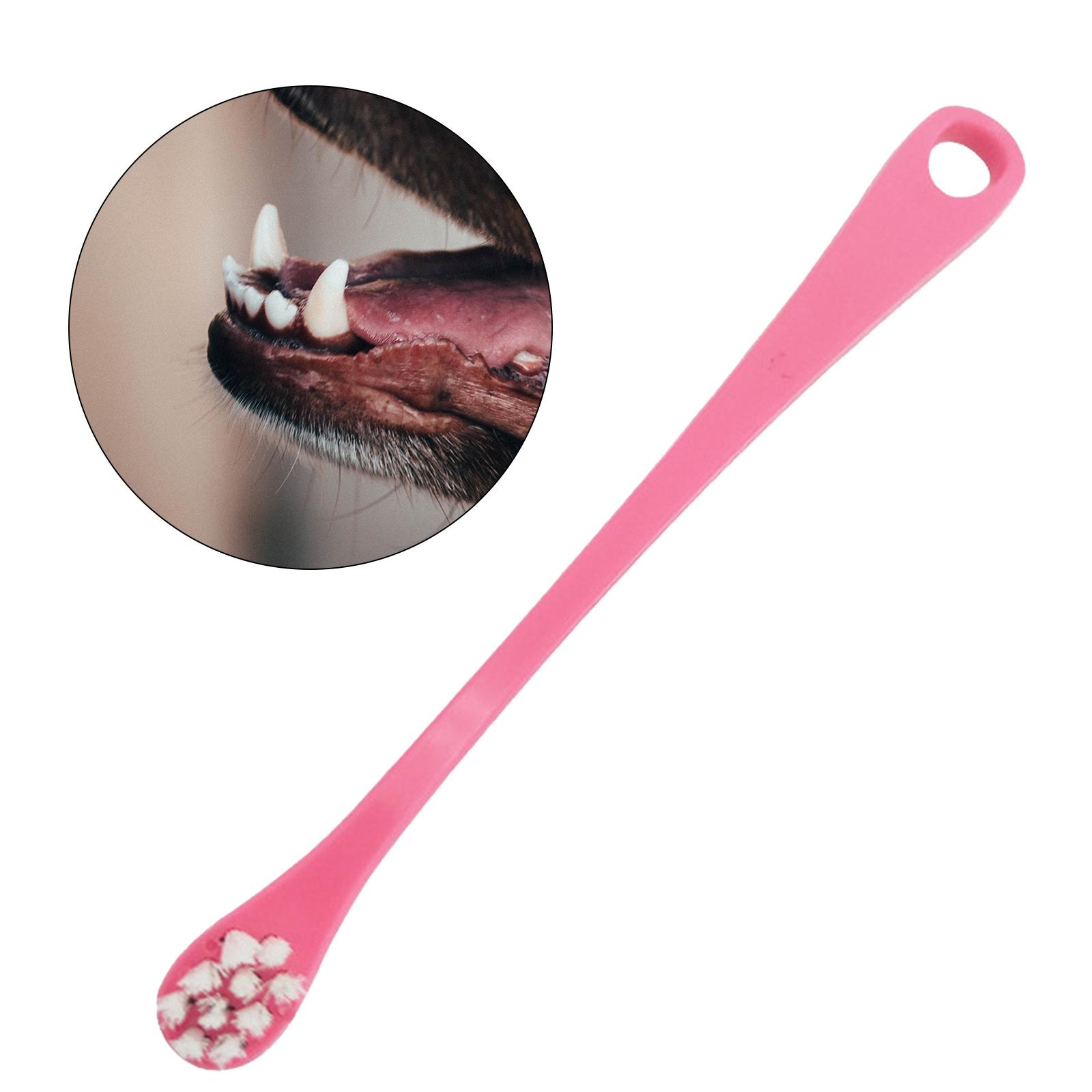 Dog Cats Teeth Deep Clean Brush Cleaning Fresh Breath Pets Toothbrush Pink