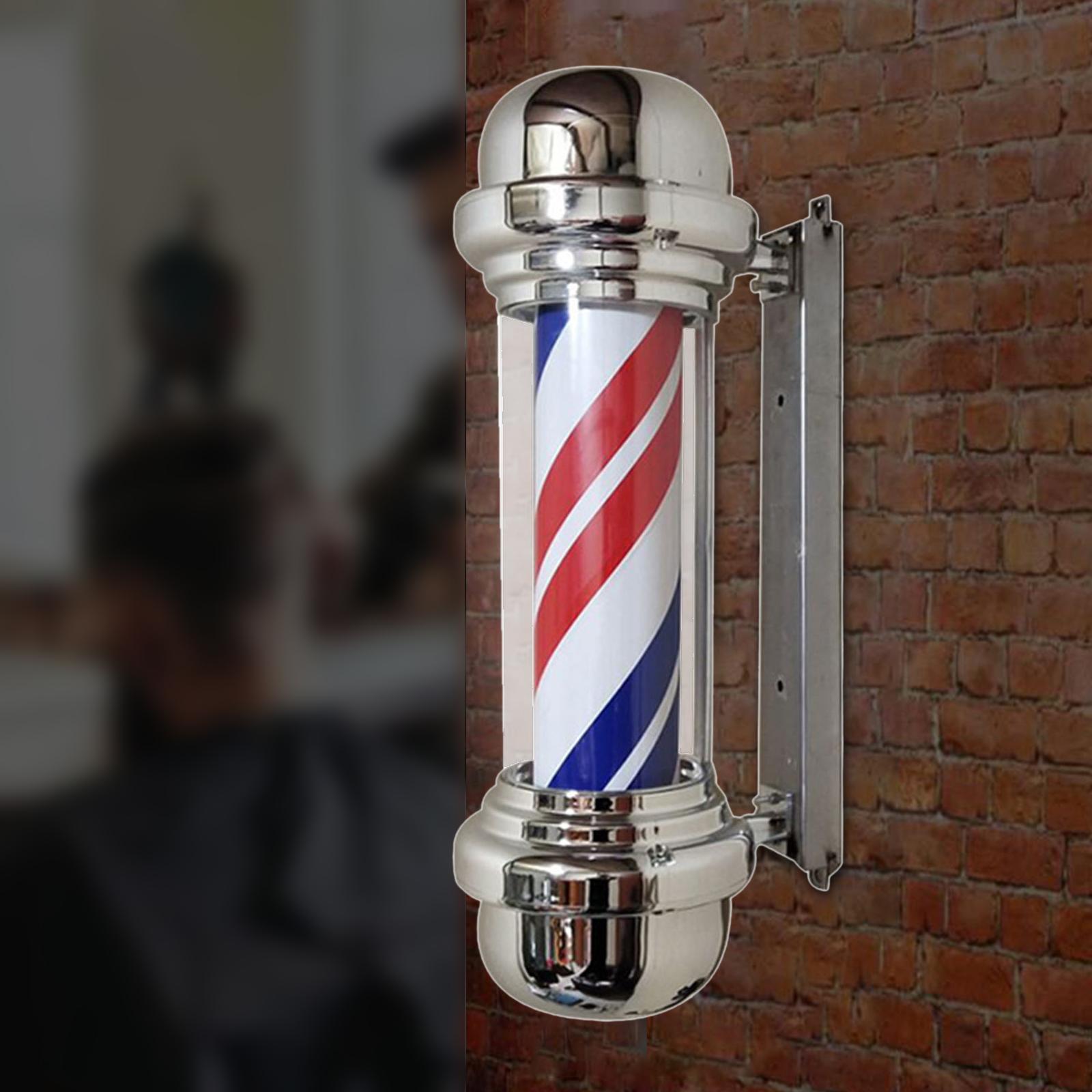 Rotating Barber Pole Lights LED Strip Nightlight Street Hair Salon Sign Open