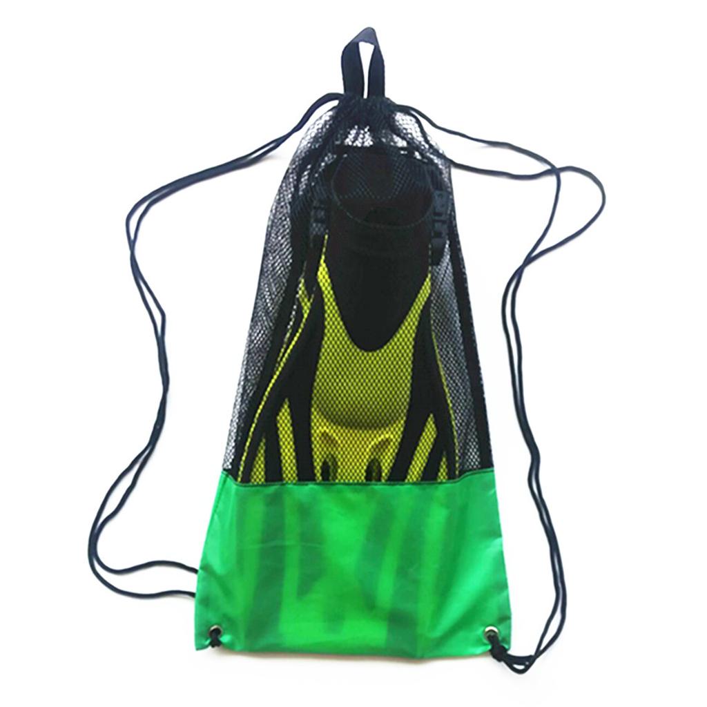 2xMesh Drawstring Bag for Snorkeling Scuba Diving  Goggles Mask Green