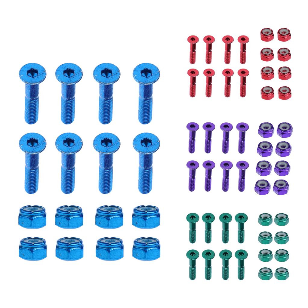 24pcs Replacement Skateboard Truck Hardware Set Longboard Screws Bolts