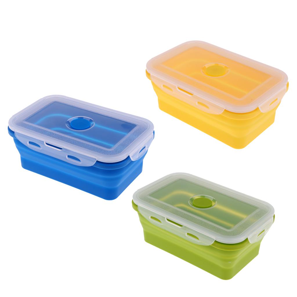 Collapsible Silicone Lunch Box Container Picnic Storage Portable Bento ...