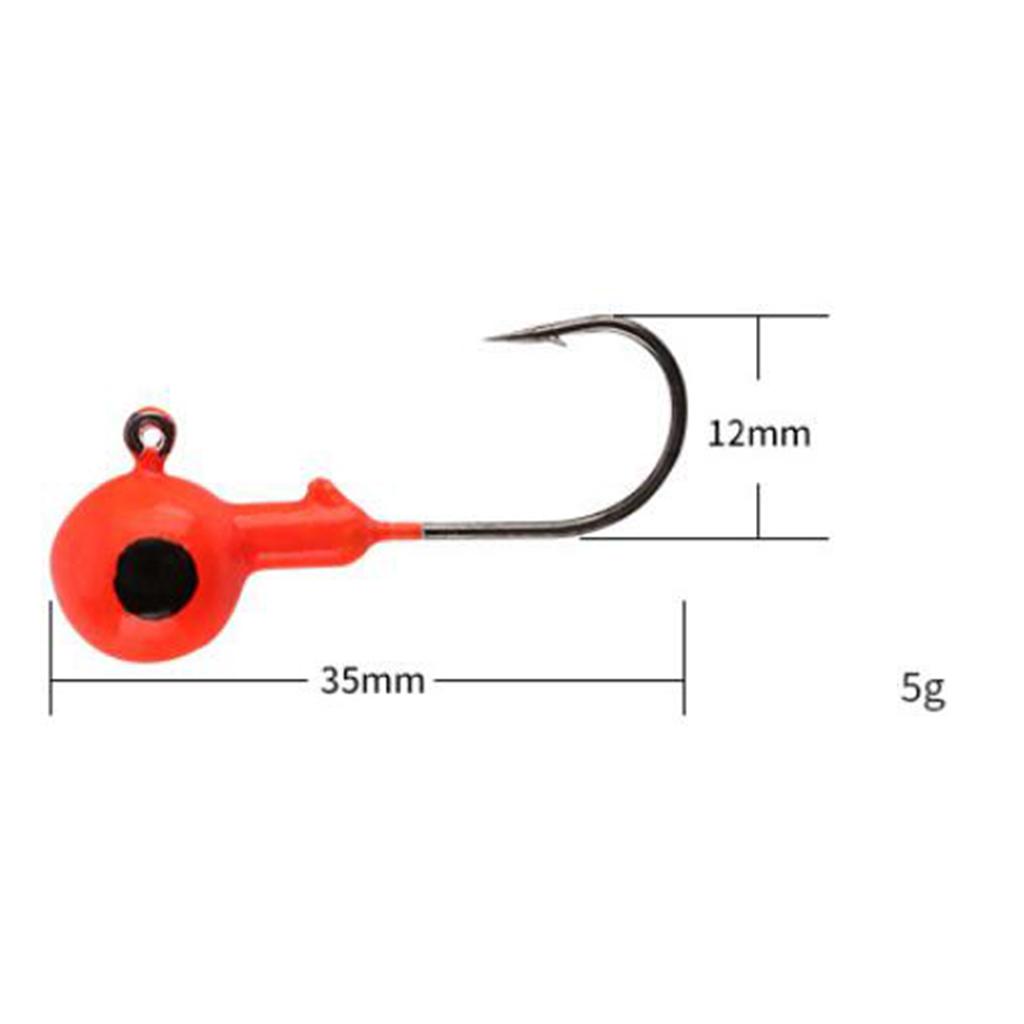 Red Lead Head Jig Weights Stainless Steel Fishing Hooks