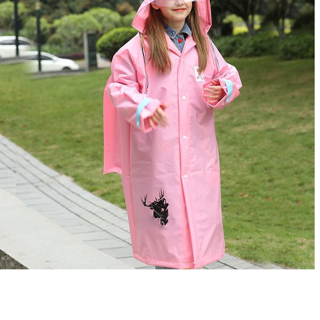 Kids Raincoat Waterproof Rain Jacket with Backpack Cover Pink L