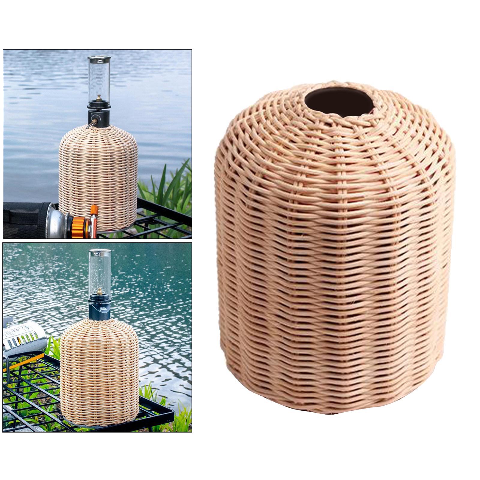 Rattan Handmade Cooking Gas Cylinder Cover Camping Hiking Pouch Beige L