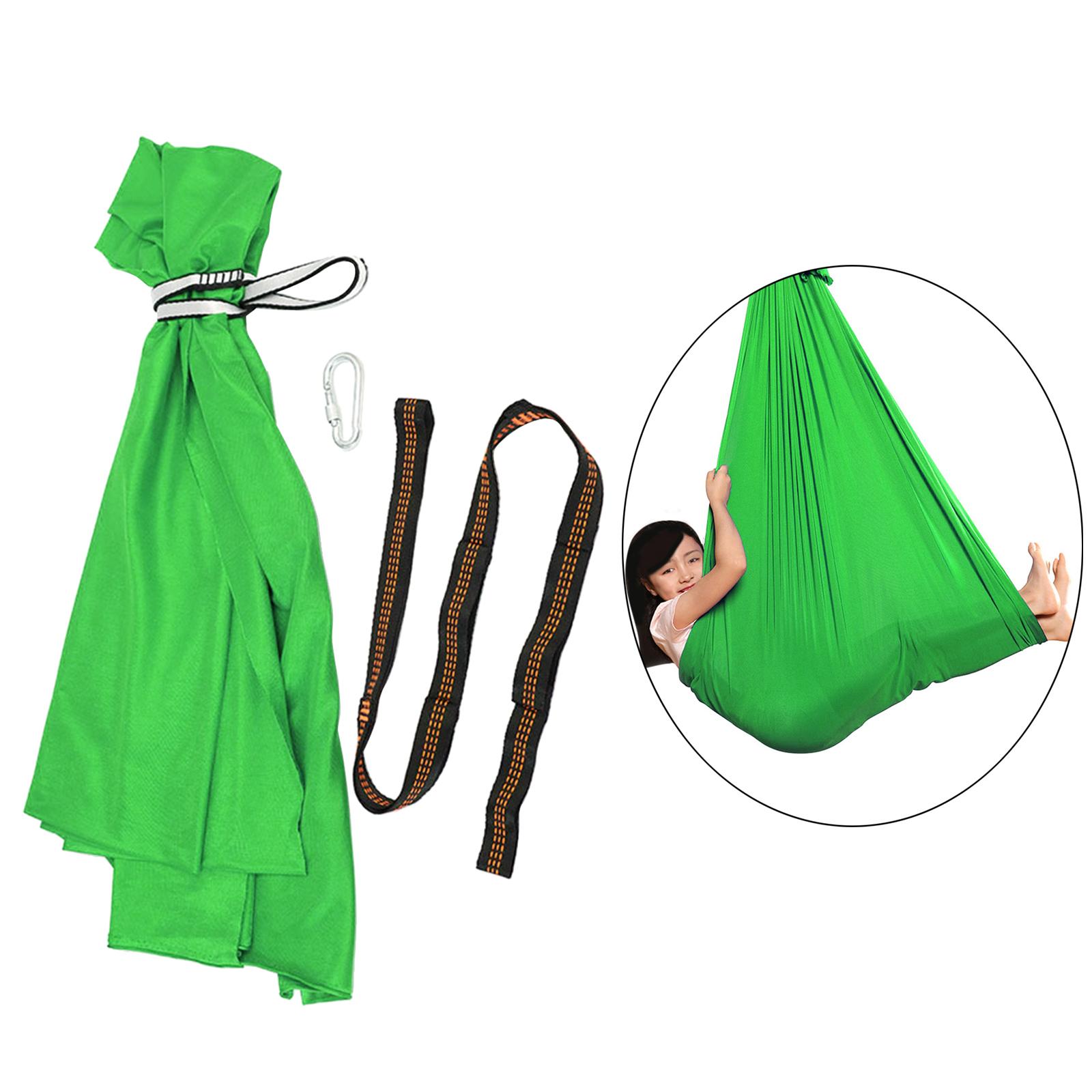Kids Swing Hammock Hanging Pod Sensory Swing Carabiner Green