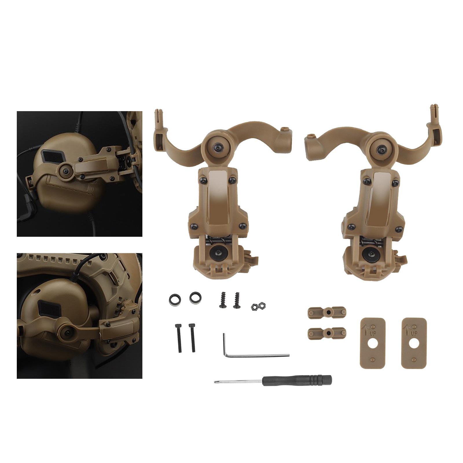Helmet Rail Fittings Easily Install Professional Headset Bracket Kit Khaki