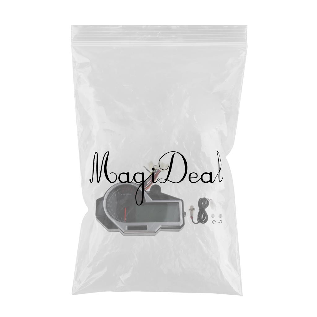 Universal Motorcycle 15000RPM Digital LCD Odometer Speedometer Tachometer 