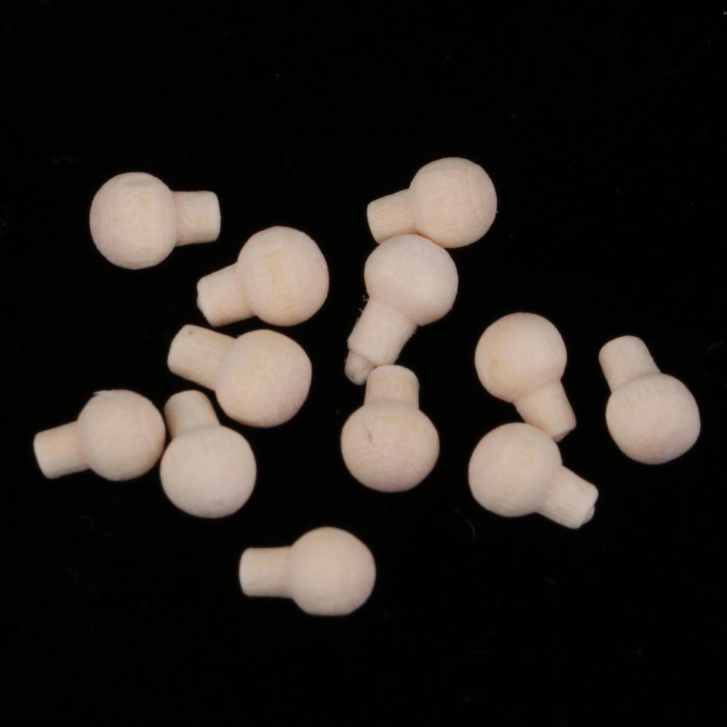 8x1/12 Dollhouse Miniature Hardware Unpainted Wooden Rounded Pull Handle 12Pcs
